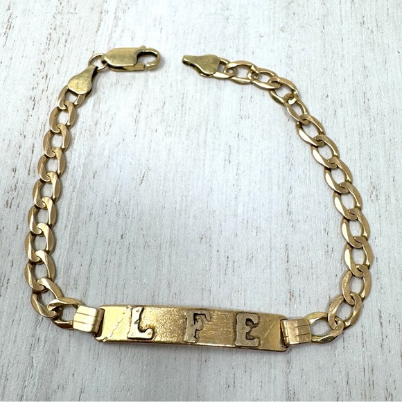 14K solid yellow gold vintage ID bracelet 9.7 gram